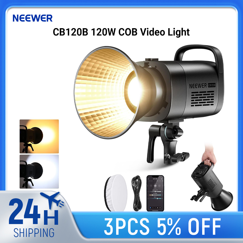 Photography Lighting Godox - NEEWER CB120B 120W COB ビデオライト、2.4G/アプリケーションリモコン付き、ツートーン連続LED照明、ボーエンズマウント写真撮影用スタンド