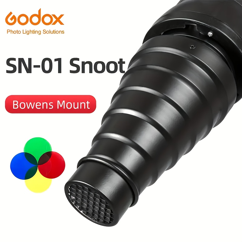 Snoot Flash Modifier - GODOX ボーエンズマウントスヌート ハニカムグリッド＆5つのフィルター付き - スタジオフラッシュストロボ撮影用メタル円錐型ライトモディファイアー