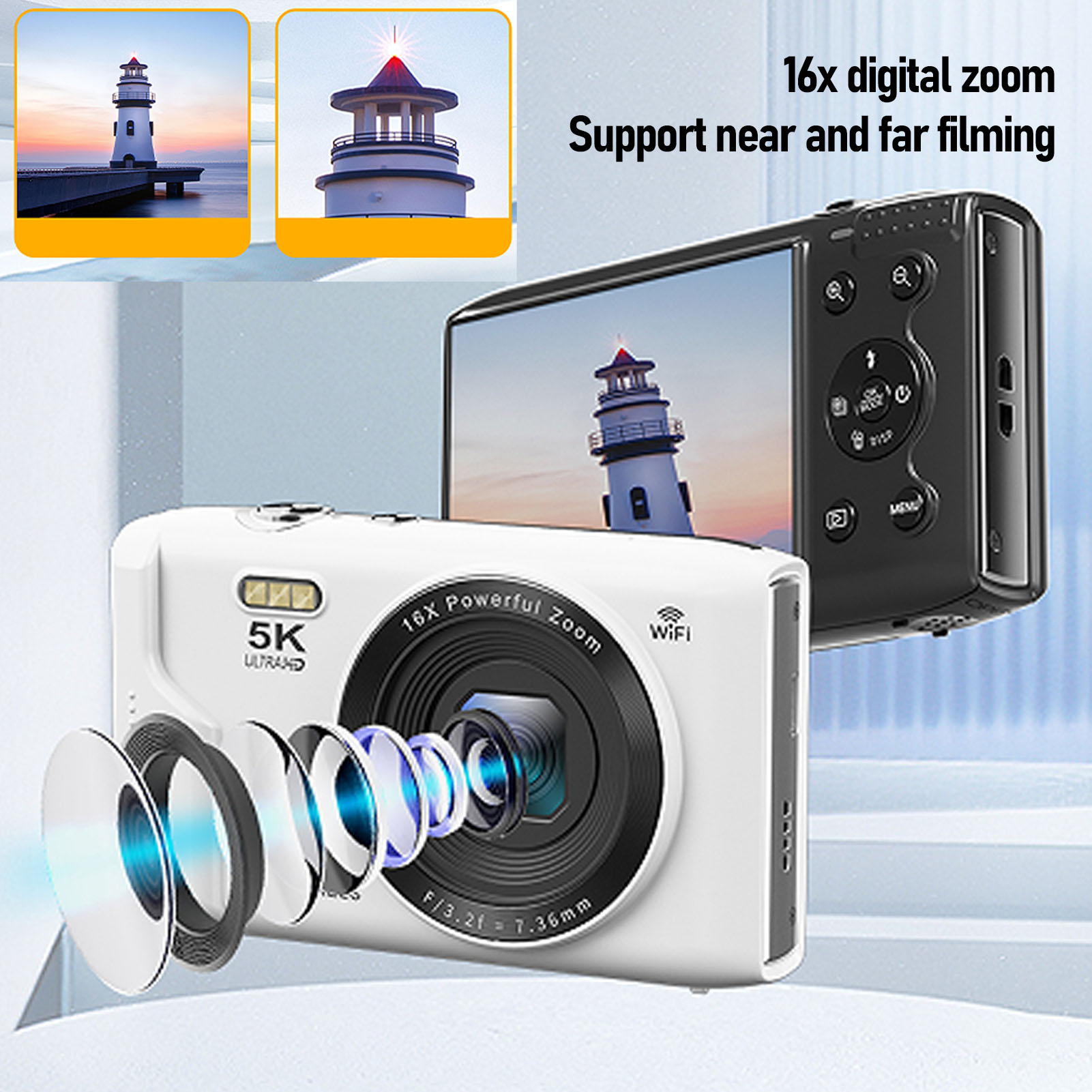 Lighting In Photography For Beginners - 5Kデジタルカメラ 72MP 16倍ズーム ポータブル 2.8インチ液晶画面 Vlog旅行カメラ
