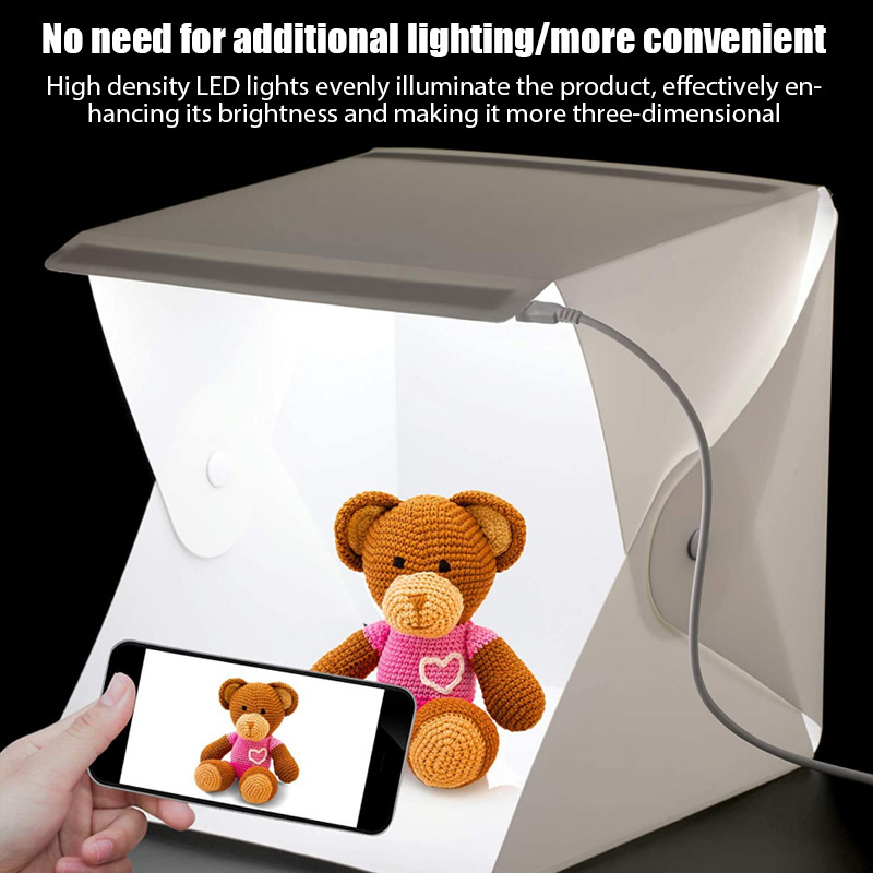 Photography Lighting Kit With Backdrop - ライトボックス ミニフォトスタジオボックス 23*22*24cm 撮影ボックス ライトスタジオ 撮影テントボックスキット
