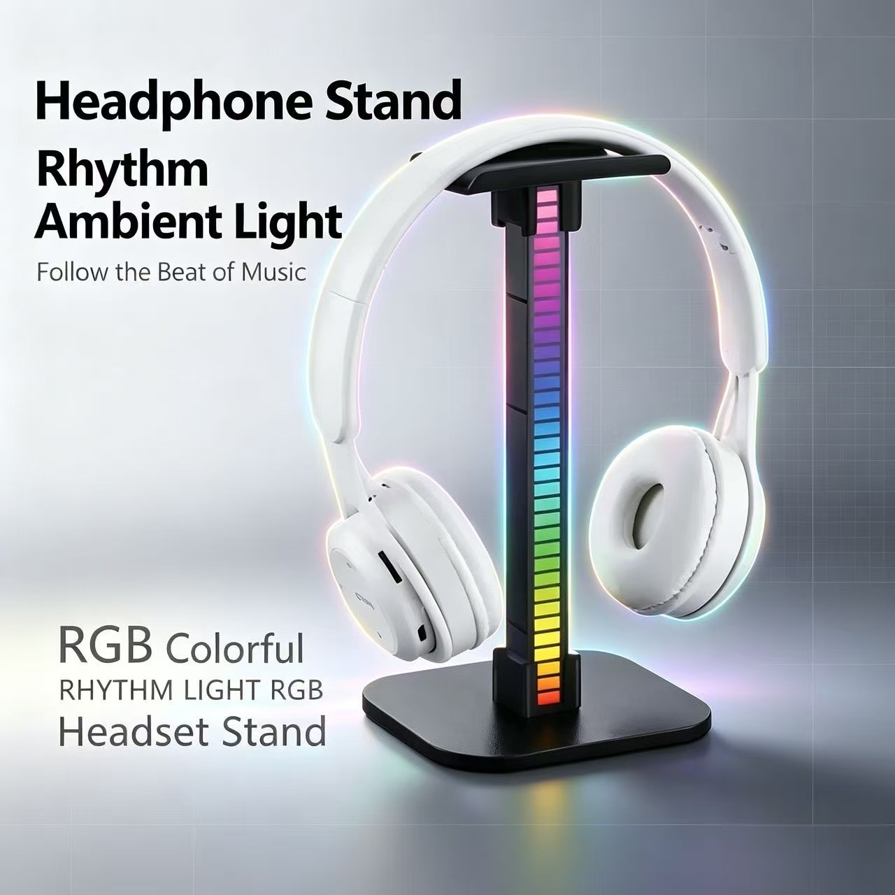 Photography Lighting Game - USBゲーミングヘッドホンスタンド RGBリズムライト付き 分離式デスクトップヘッドセットホルダー ゲーマー向け