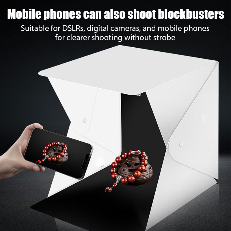 ポータブル折りたたみフォトボックス写真撮影LEDライトミニ写 - Photography Lighting Kit With Backdrop のレビューと価格