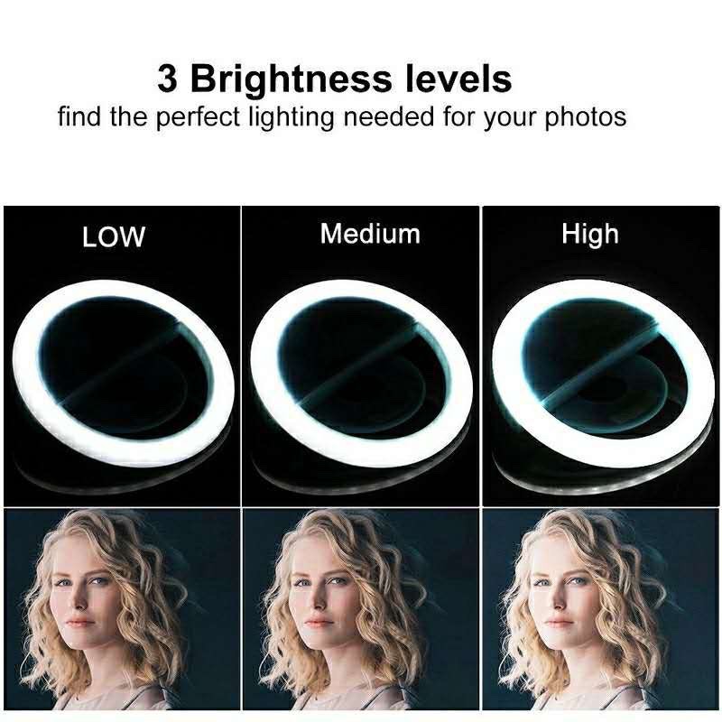LEDセルフィーリングライト,3レベル調整モード,USB充電 - Photography Lighting Game のレビューと価格