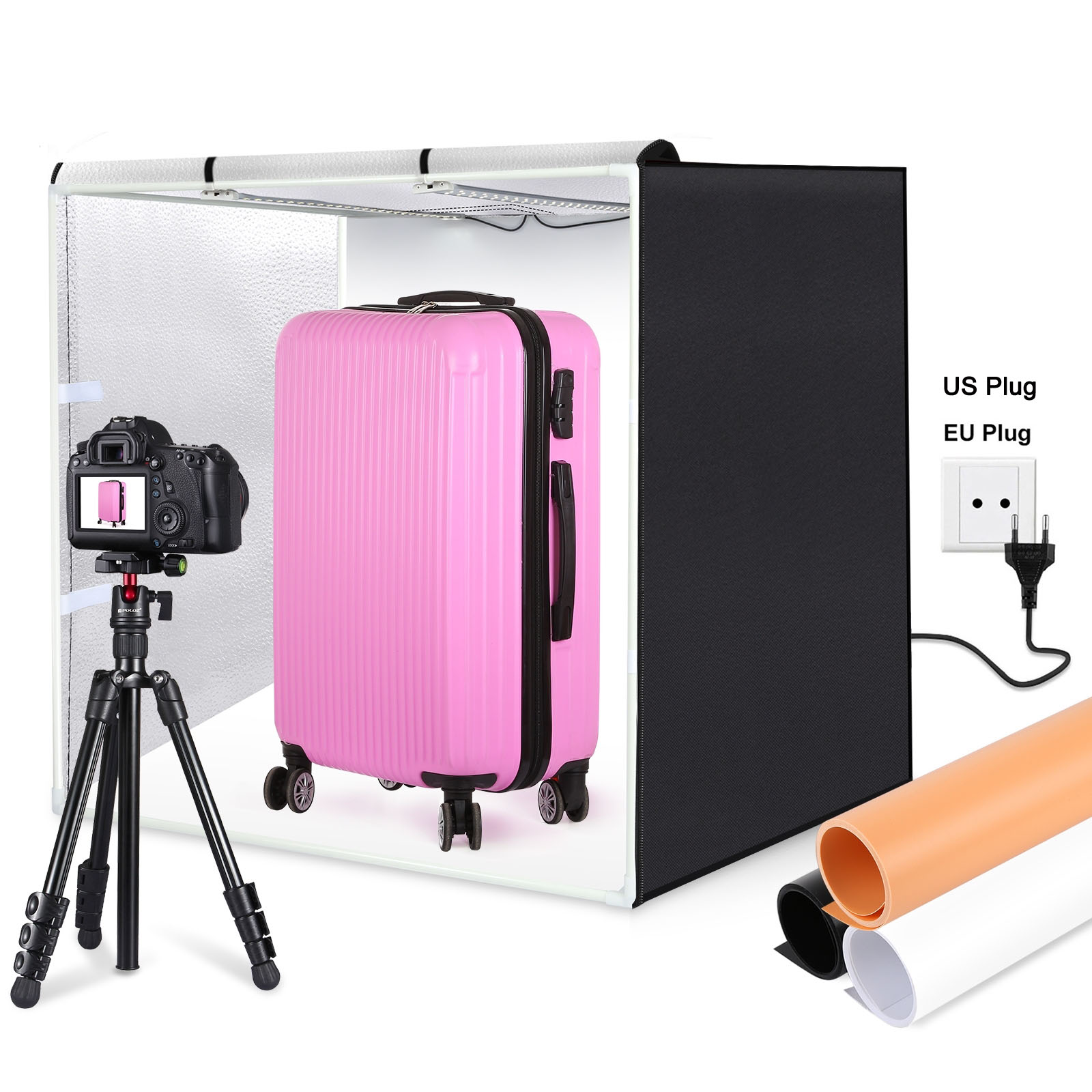 PULUZ 80cm折りたたみ式ポータブル72W 9050L - Photography Lighting Kit With Backdrop のレビューと価格