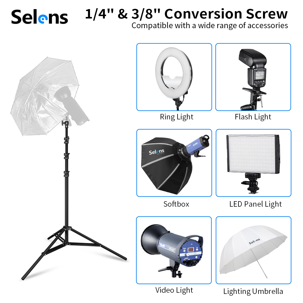 Selens 2.2~3.95m エアクッションライトスタン - Photography Lighting Product のレビューと価格