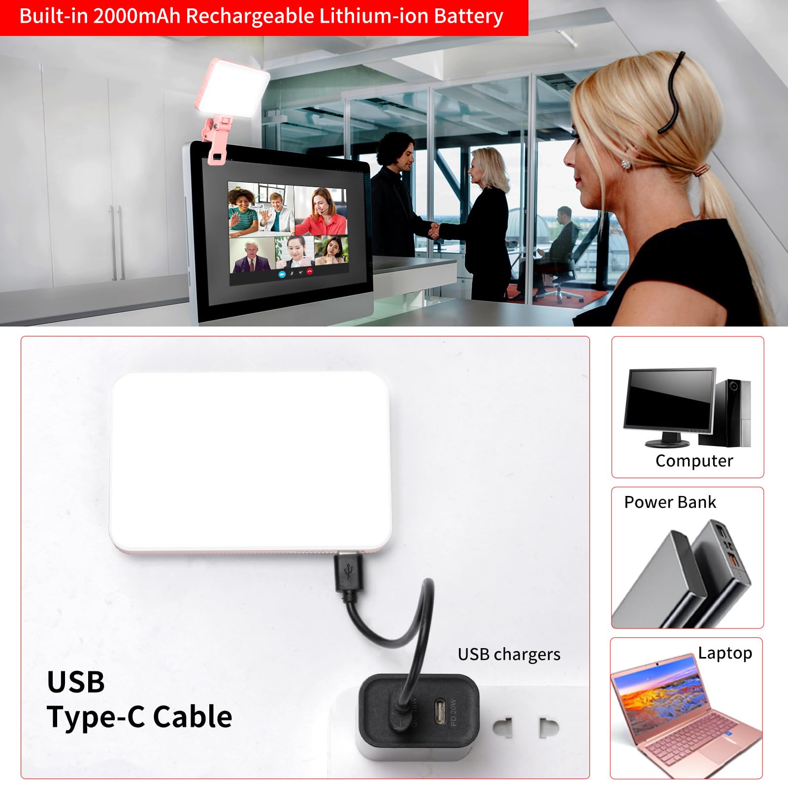 キングマピンクの充電式セルフィーライト、ポータブルクリップ、 - Photography Lighting Product のレビューと価格