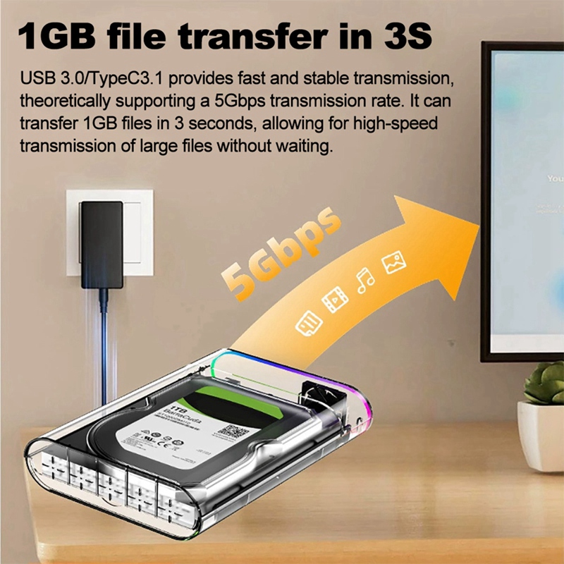 3.5インチ HDD/SSD エンクロージャ 透明 USB  - Photography Lighting Game のレビューと価格