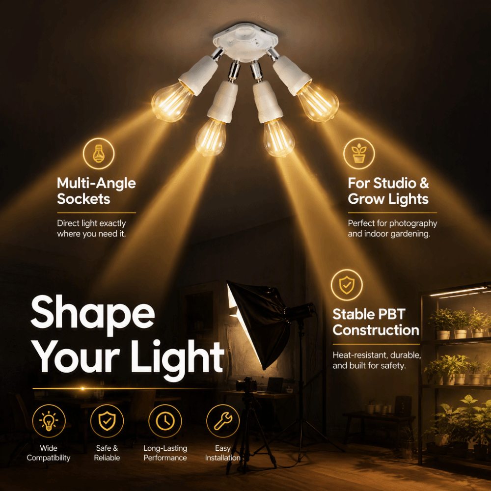 頑丈なE26ライトスプリッターPBT製調整可能方向ランプホル - Photography Lighting Direction のレビューと価格