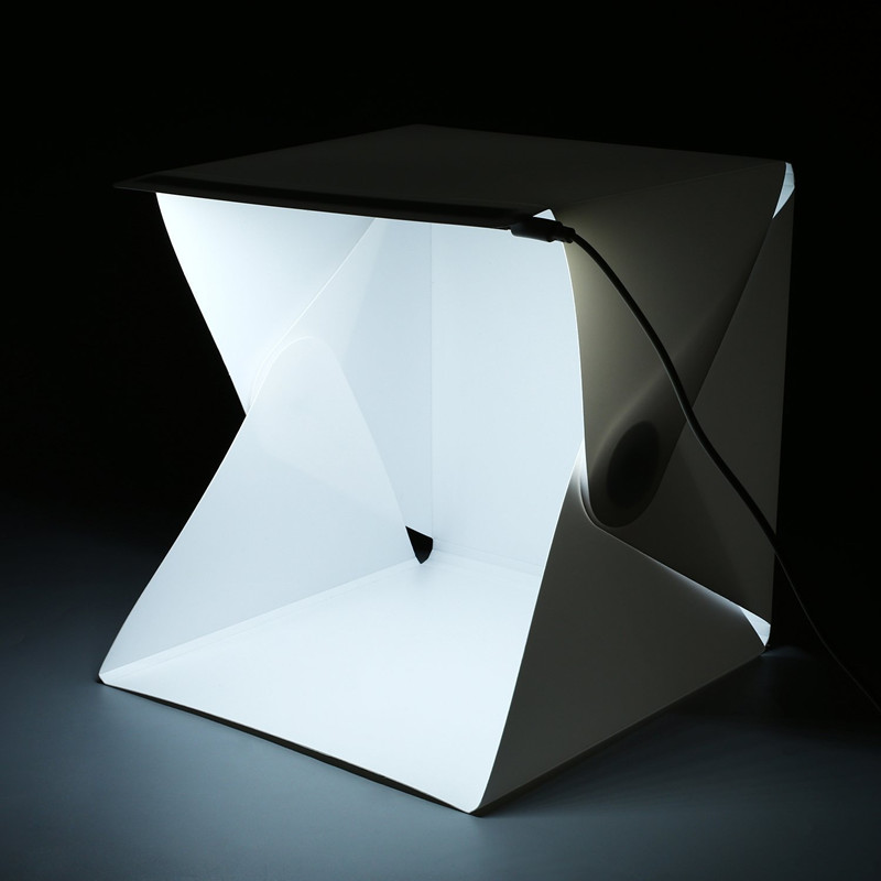 ポータブルミニフォトスタジオボックス写真撮影用背景幕内蔵LE - Photography Lighting Kit With Backdrop のレビューと価格