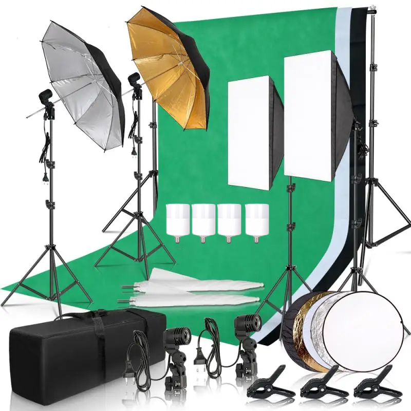 写真撮影照明キット アンブレラ フォト背景 フォトブース背景 - Photography Lighting Kit With Backdrop のレビューと価格