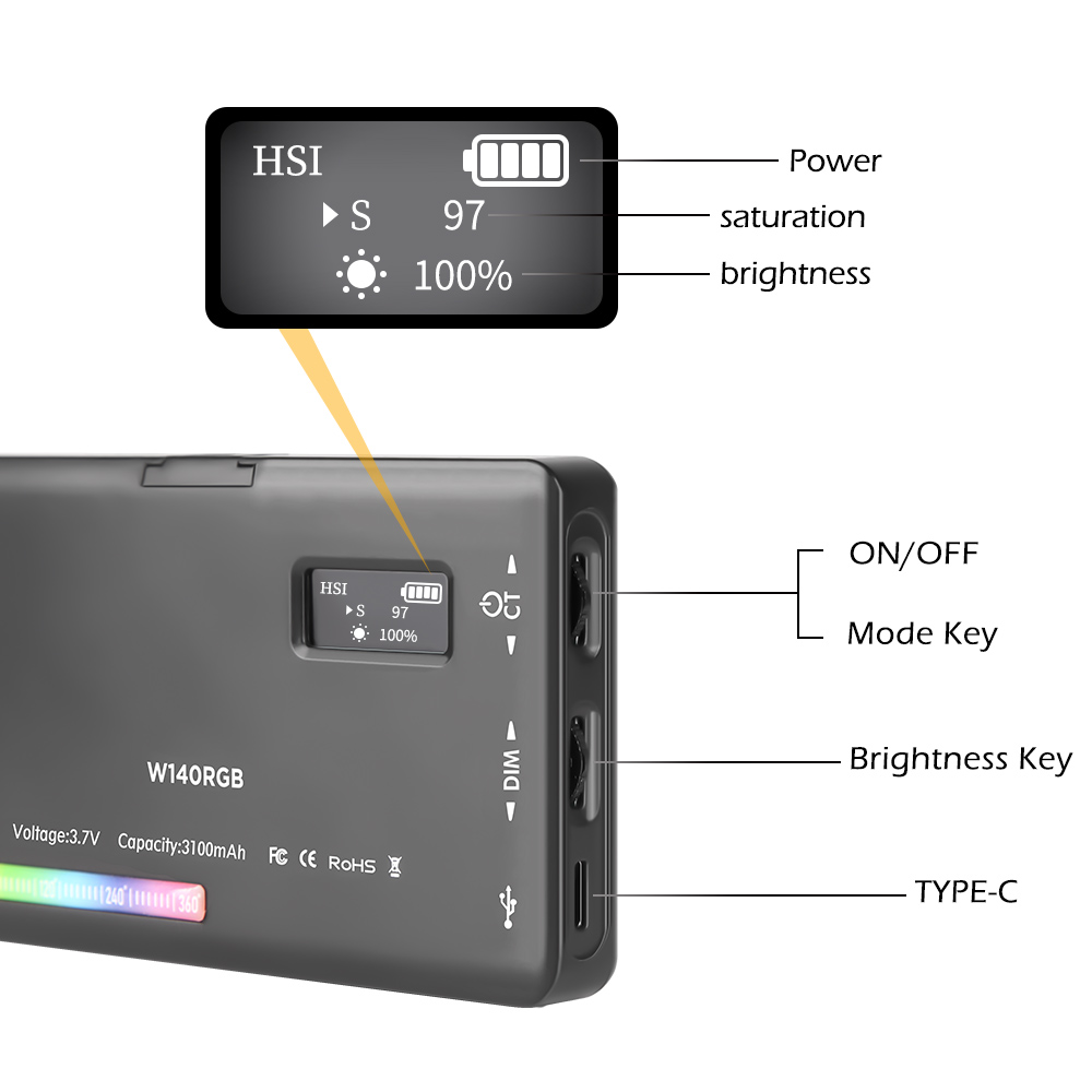 SH-W140 RGB LEDビデオライト,調光可能なポケッ - Photography Lighting Product のレビューと価格