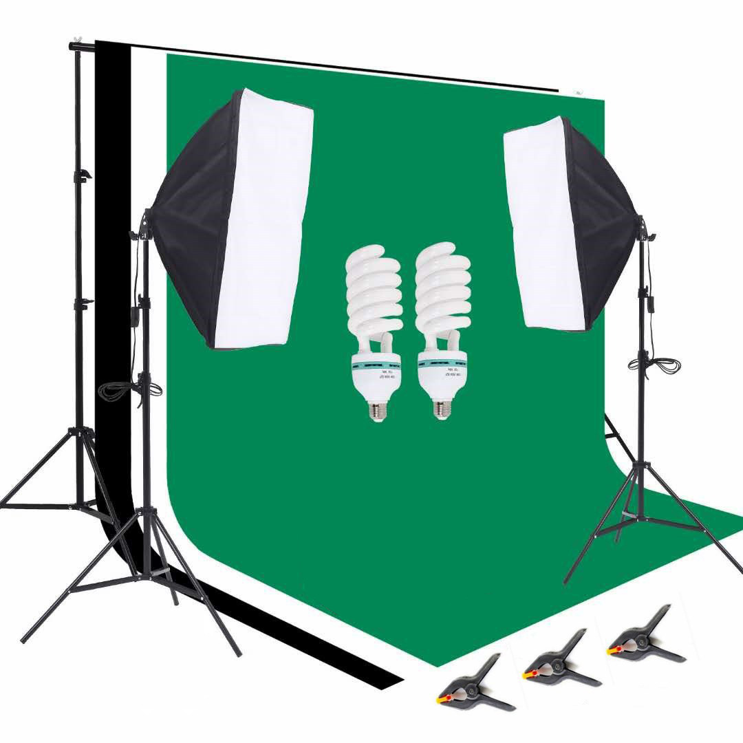 1つの写真スタジオ機材セット、2.6 * 3m背景スタンド、 - Photography Lighting Kit With Backdrop のレビューと価格