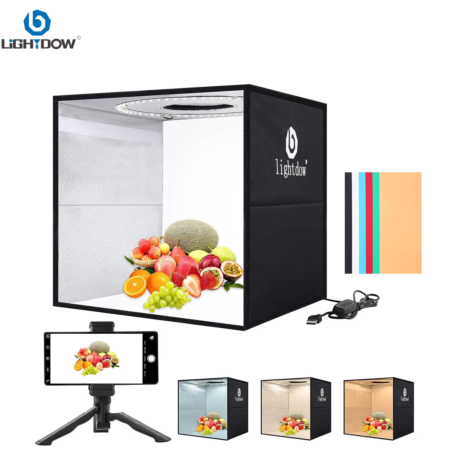 ライトダウ調光可能フォトボックスLEDライトルームフォトスタ - Photography Lighting Kit With Backdrop のレビューと価格