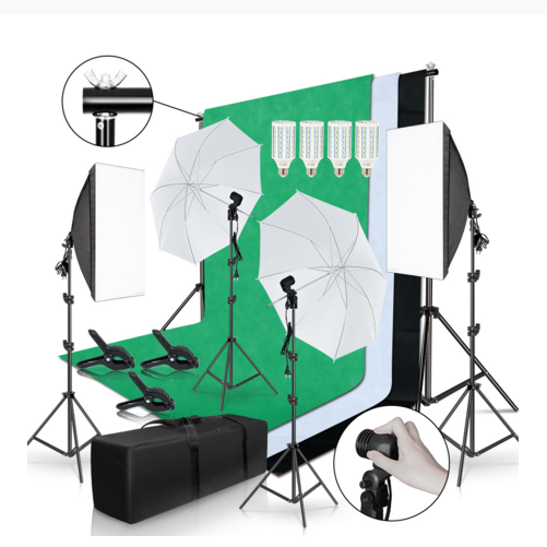 ゴールドセラー フルセット撮影キット 写真スタジオ ソフトボ - Photography Lighting Kit With Backdrop のレビューと価格