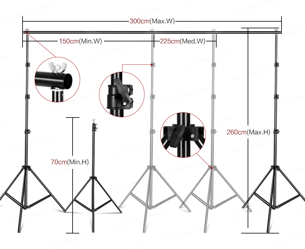 写真撮影用ソフトボックス照明キット、2.6x3m背景フレーム - Photography Lighting Kit With Backdrop のレビューと価格