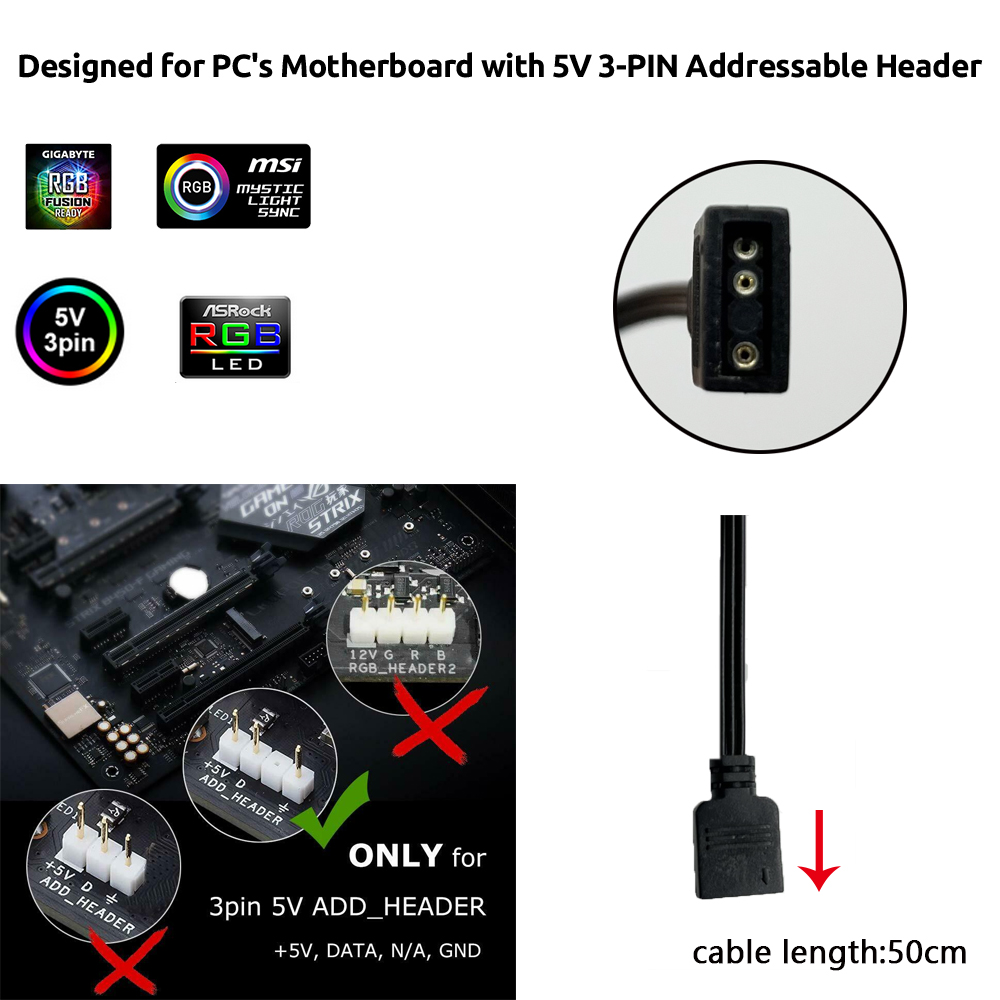 Asus Auraゲーミングケース用5V ARGB 3ピンヘ - Photography Lighting Game のレビューと価格