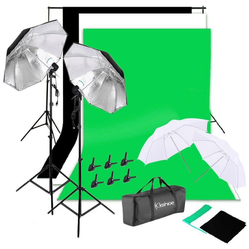 写真スタジオ撮影照明キット、傘、ソフトライトボックス、背景ス - Photography Lighting Kit With Backdrop のレビューと価格