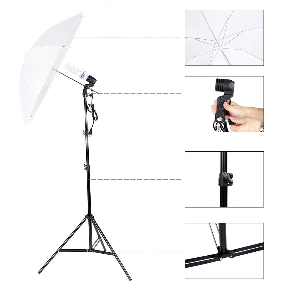 写真スタジオ撮影照明キット、傘、ソフトライトボックス、背景ス - Photography Lighting Kit With Backdrop のレビューと価格